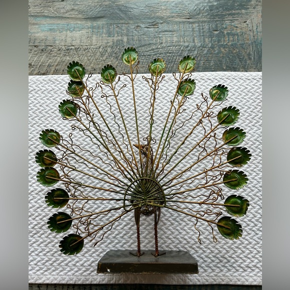 Wire Metal Peacock jewelry hang necklaces earrings 12.5” across x 14”tall sturdy - Picture 5 of 12